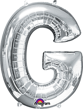 Silver Letter "G" Shaped Mylar Supershape Balloon 34 Inch